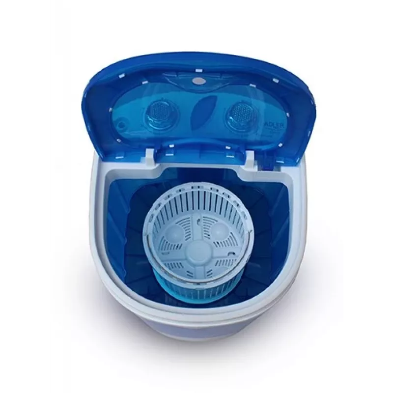 Adler AD 8051 máquina de lavar roupa de carga superior 3 kg com centrifugação, semiautomática, largura 38 cm, profundidade 37 cm, branco/azul