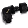 Racor de rosca 16/10mm 90° rotativo G1/4, preto, ligação para tubos flexíveis (PVC, silicone, neoprene)
