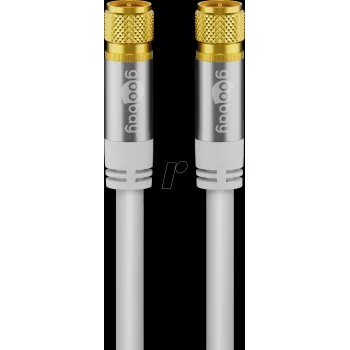 Cabo de antena SAT Goobay (tipo 135 dB), blindagem 4 vias, 1 m, branco – banhado a ouro, ficha F > ficha F (70598)