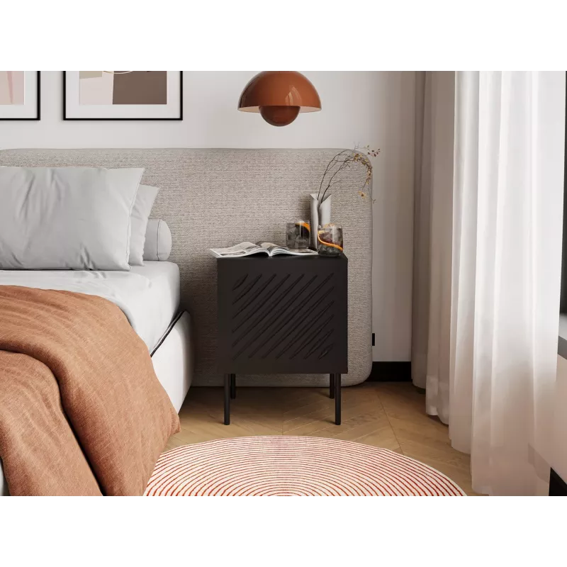 Mesa de cabeceira Cama Meble SIENA conjunto de 2, 44,5×40×59 cm, preto mate, MDF e aglomerado