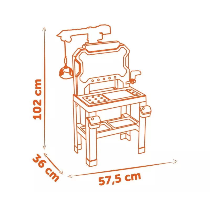 Oficina de brincar SMOBY Bricolo Builder 7600360741 – conjunto de ferramentas de construção para brincar ao faz de conta