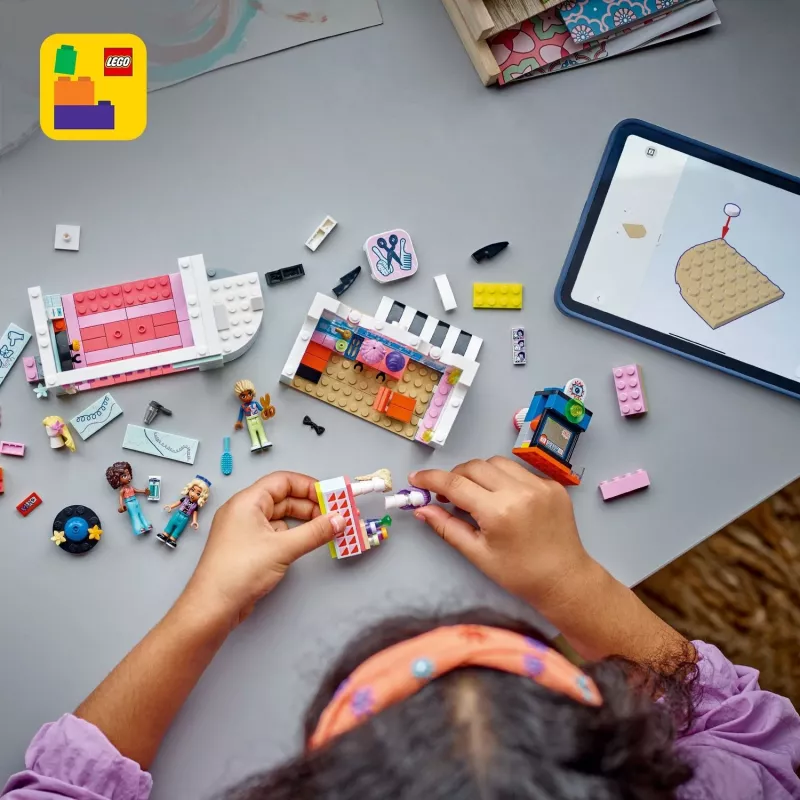 LEGO Friends conjunto de brincar Salão de cabeleireiro e loja de decoração 42662 – mini bonecas, cenário de salão, acessórios
