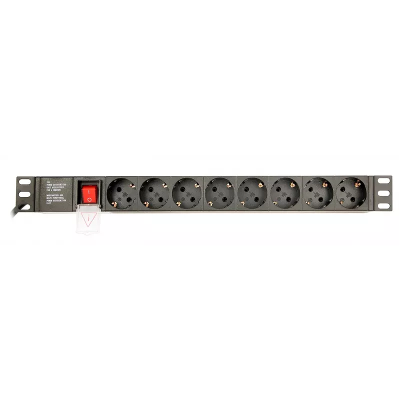 Unidade de distribuição de energia GEMBIRD EG-PDU-014-C14, 8 saídas AC, entrada C14, cabo de 3 m, 1U, 3680 W, 10 A, alumínio, preto