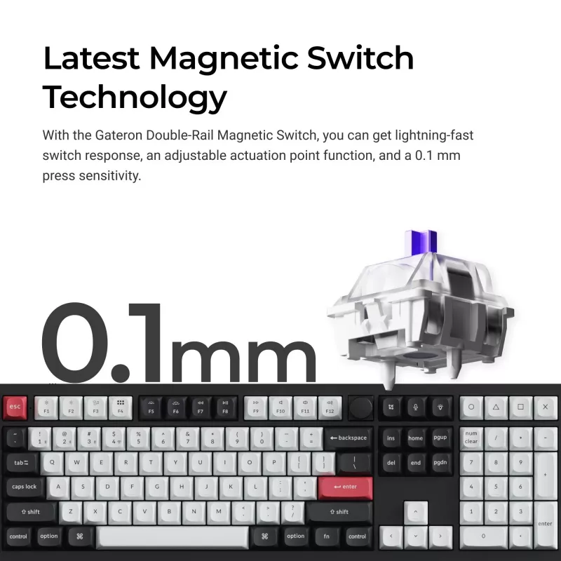 Teclado mecânico Keychron Q6H-M1 sem fios RGB Carbon preto