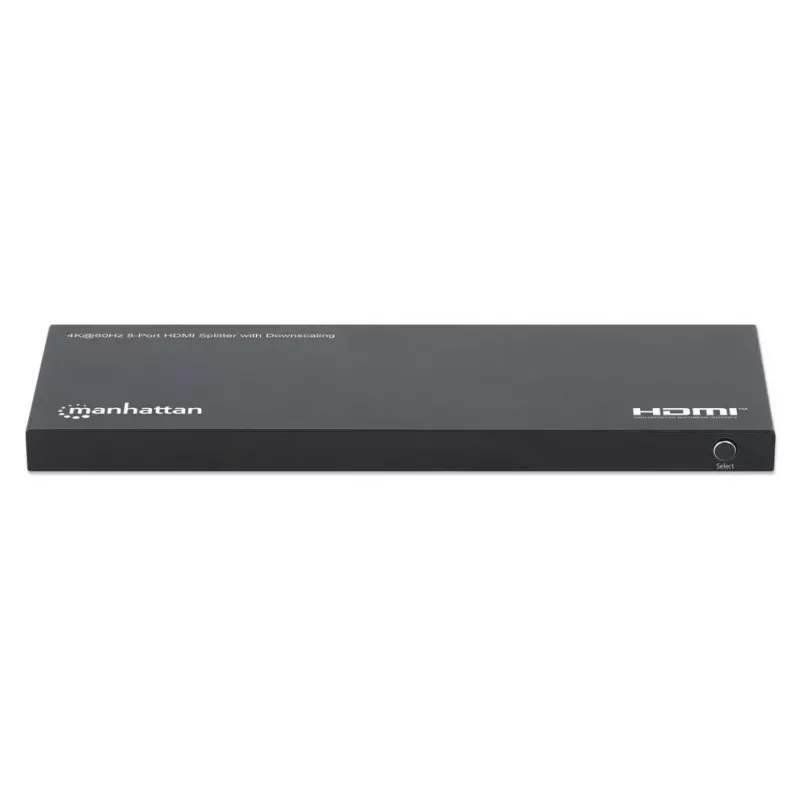 Splitter HDMI Manhattan 4K@60Hz 8 portas com downscaling, distribui um sinal de entrada HDMI para oito saídas HDMI (1x8), 18G, interruptor EDID para downscaling, preto