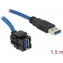 Módulo Keystone DeLOCK USB 5 Gbps conector fêmea Type-A 250° para conector macho Type-A com cabo de 1,5 m, preto