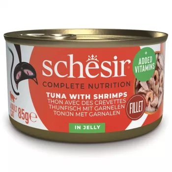 SCHESIR em geleia Atum com camarão - Alimento húmido para gatos - 85 g