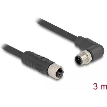 Cabo de sensor/atuador DeLOCK 3 m RST M12 preto 80530