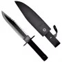 Faca de sobrevivência de lâmina fixa clássico de cinema Rambo I CC-H1 – 360 mm total, lâmina de aço serrada 225 mm, bainha de couro preta