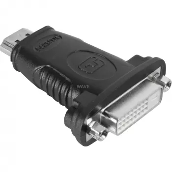 Adaptador HDMI™ / DVI-D Goobay Wentronic, ficha HDMI standard (Type-A), preto – ficha HDMI™ de 19 pinos > conector fêmea DVI-D (24+1) (68098)