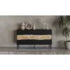Cama Meble INSERTO 3D cómoda, 143,5x40x80 cm, preta, com LED