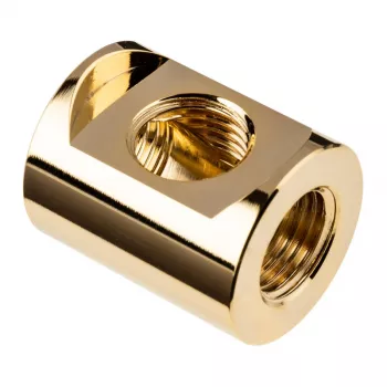 Fitting EK Water Blocks latão dourado 28 mm altura 2,3 cm diâmetro