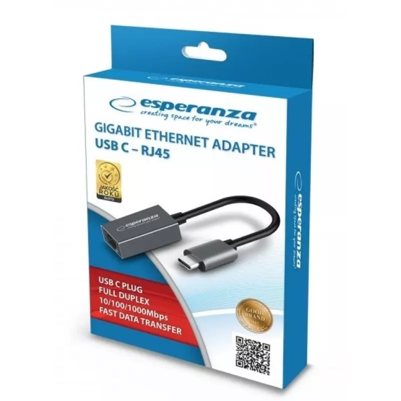 Esperanza ENA102 adaptador USB-C para RJ45 Gigabit Ethernet