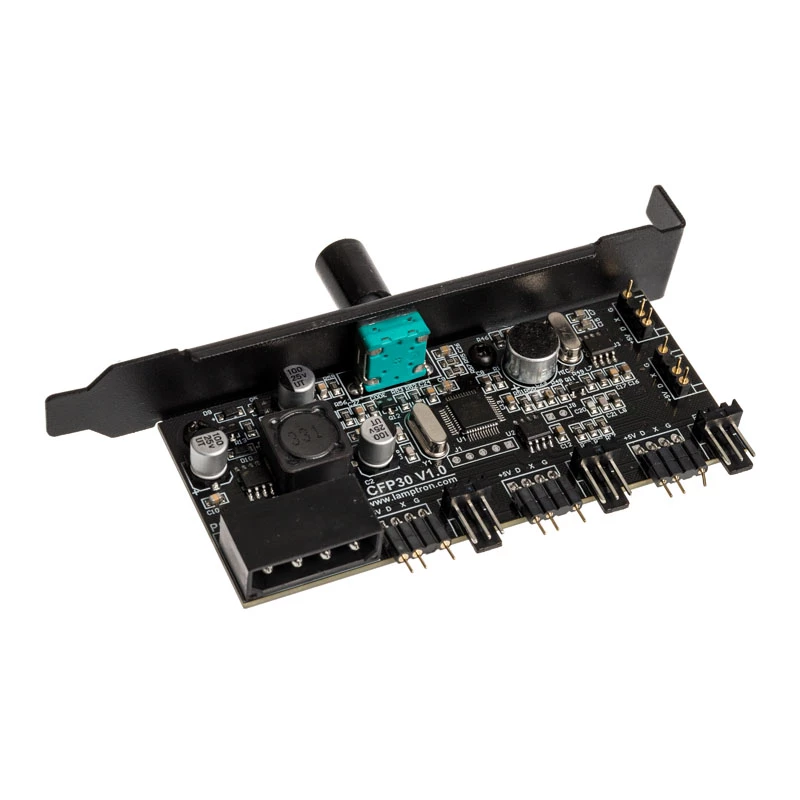 Controlador de ventoinha e LED RGB para slot PCI Lamptron CFP30, preto