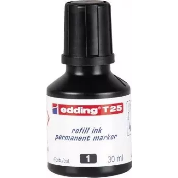 Edding T25 tinta de recarga para marcadores, permanente, preta, 30 ml