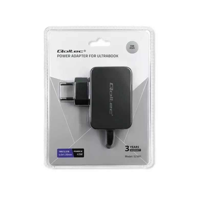 Fonte de alimentação QOLTEC 45W 19V para dispositivos portáteis — fonte de alimentação de substituição 45 W 19 V