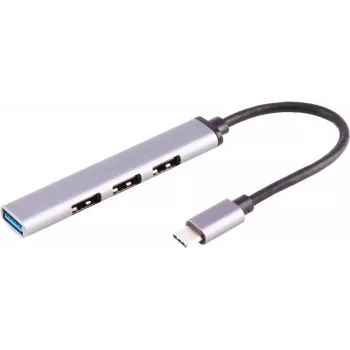 Hub USB-C ShiverPeaks 13-50002 — 4× USB-A 3.0 adaptador fino para portas USB-C
