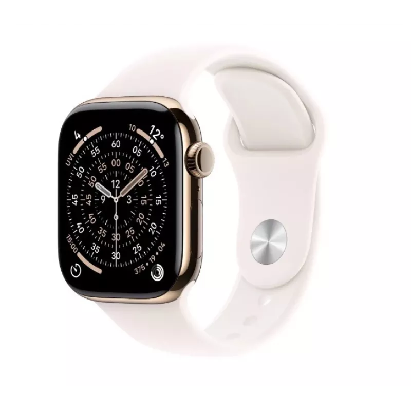 Watch Series 11 GPS + Cellular 42mm caixa de titânio dourado com pulseira desportiva Light Blush - S/M