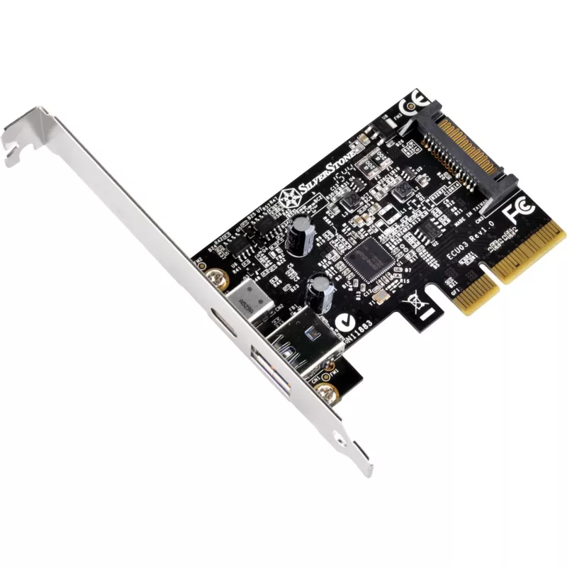 SilverStone ECU03 - Adaptador USB - PCIe 2.0 x2 Low Profile - USB-C 3.1 x 1 + USB-C x 1 (SST-ECU03)
