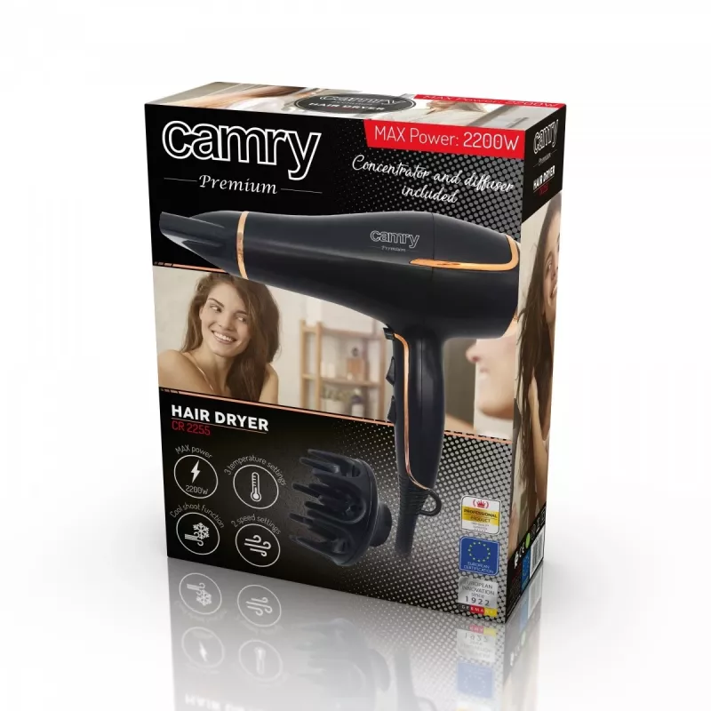 Secador de cabelo Camry CR 2255 preto, dourado 2000 W
