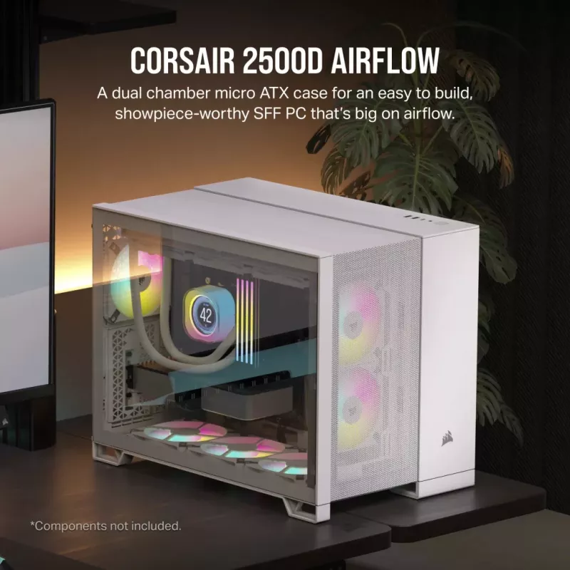 Corsair 2500D AIRFLOW caixa de PC Micro ATX de câmara dupla – branco CC-9011264-WW