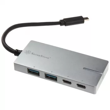 Adaptador USB 3.1-C SILVERSTONE SST-EP09C – conectividade USB-C para USB-A, acabamento prateado