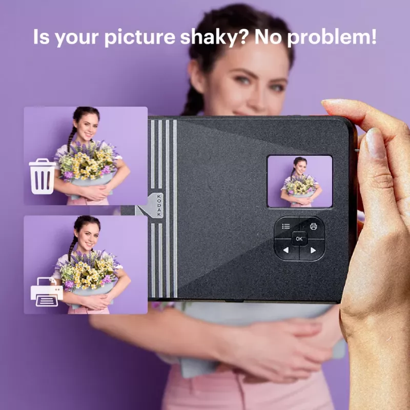 Máquina fotográfica instantânea Kodak Mini Shot 3 Retro C300R amarela — impressão instantânea, design compacto