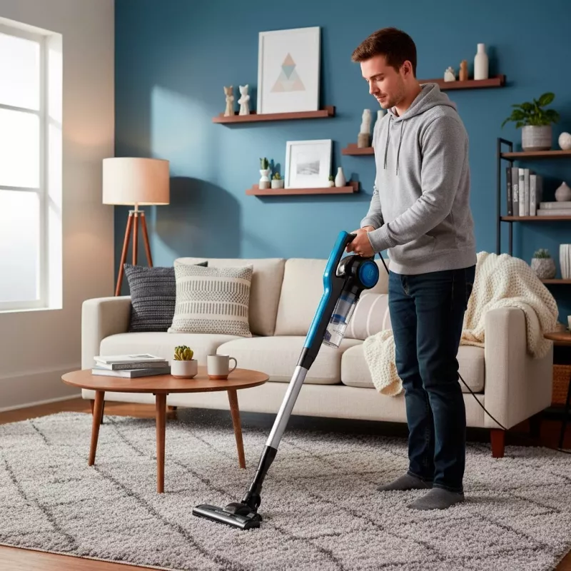 Aspirador vertical com fio Black+Decker BXVMS602E 3 em 1, 600 W, sem saco, ciclónico, 0,8 l, filtro EPA, cabo de 6 m, preto/azul