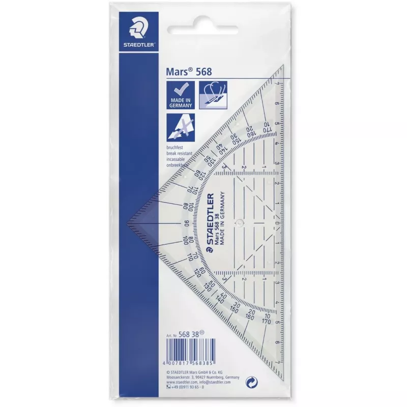 Staedtler Mars 568 38 Esquadro Geodreieck, 16 cm, inquebrável