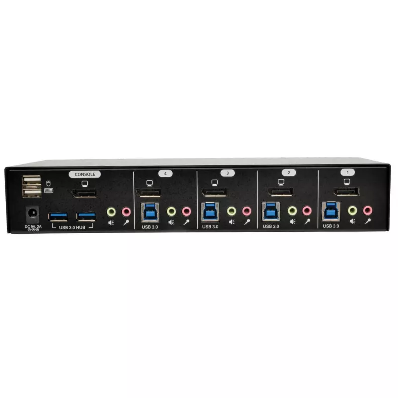 EATON TRIPPLITE Comutador KVM DisplayPort de 4 portas com cabos de áudio e hub USB 3.0 SuperSpeed (B004-DPUA4-K)