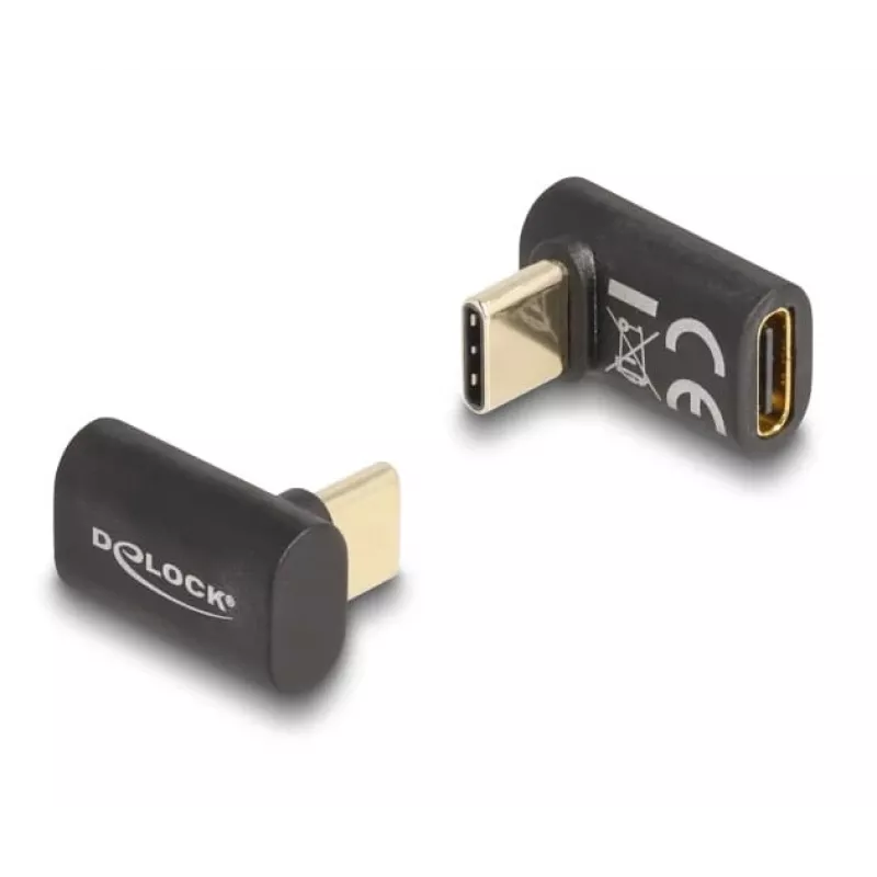 Adaptador DeLOCK USB 40 Gbps USB Type-C PD 3.0 100 W macho para fêmea curvado 8K 60 Hz
