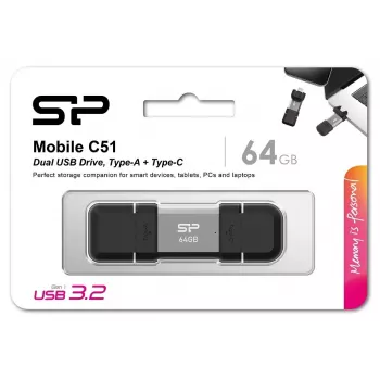 Pen drive Silicon Power 64 GB USB Type-A USB Type-C SP064GBUC3C51V1S