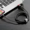 Cabo USB-A para Lightning Baseus Cafule 2.4A QC 3.0, 1 m — preto/vermelho