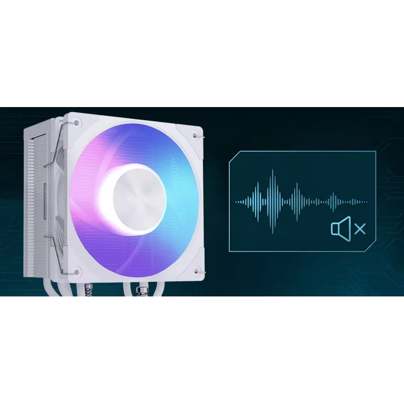 Dissipador de CPU por ar MODECOM Volcano 0C T721 ARGB 120 branco, torre única, ventoinha de 120 mm