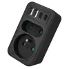 Power Splitter MACLEAN MCE249 F/B – 2 tomadas AC (16A + 6A) com 2×USB-A e 2×USB-C PD 20W, ficha EU, preto