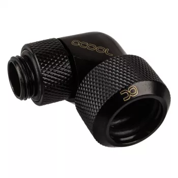 Alphacool Eiszapfen 16mm encaixe roscado para tubo rígido 90° rotativo G1/4 – encaixe angular para sistema de refrigeração líquida – preto profundo
