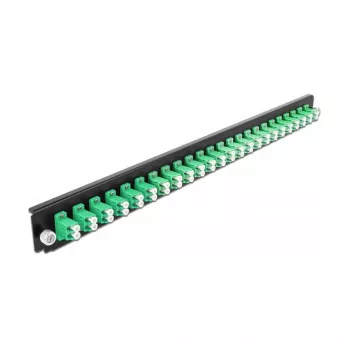 Painel frontal para caixa de fusão DeLOCK 19 polegadas 24 portas LC Duplex verde