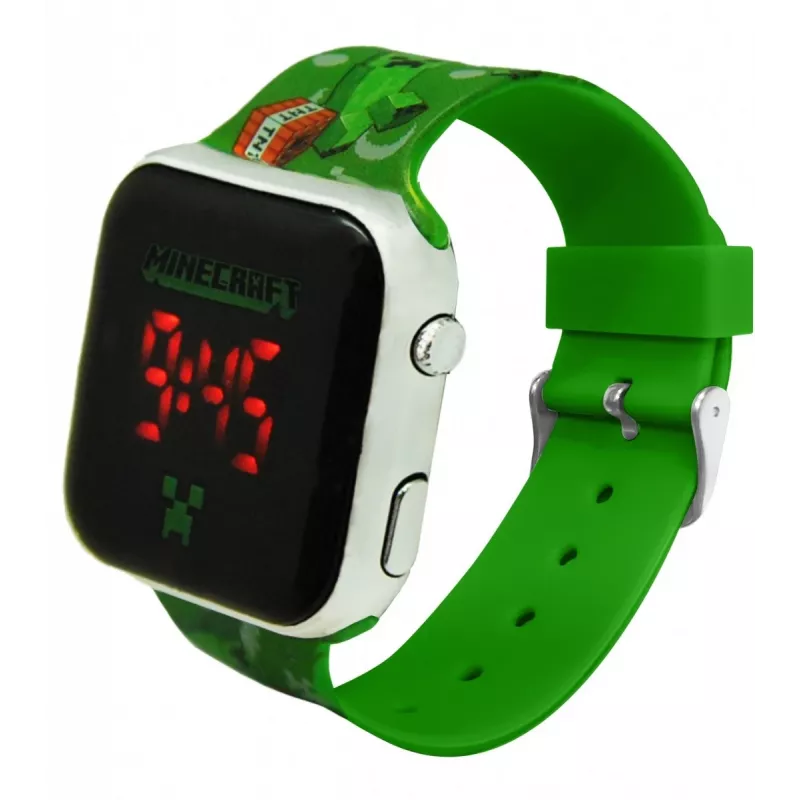 Relógio de pulso infantil digital Euroswan Minecraft LED modelo 065786