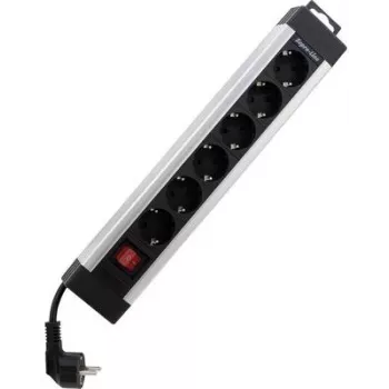 Régua de tomadas REV 0014612713, 6 tomadas, cabo de 2,4 m, com interruptor, prateado