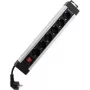 Régua de tomadas REV 0014612713, 6 tomadas, cabo de 2,4 m, com interruptor, prateado