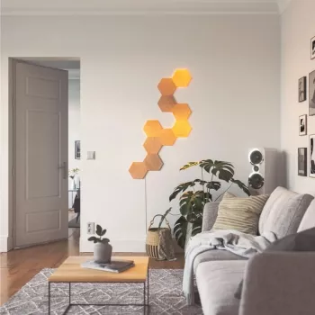 Nanoleaf | Elements Wood Look Hexagons Starter Kit (13 painéis) | Branco frio + Branco quente