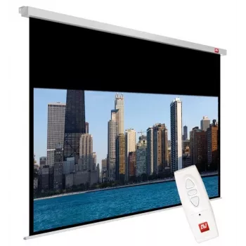 Tela de projeção AVTEK Video Electric 240 4:3 — visível 235×176,2 cm, total 240×200 cm, elétrica com comando, montagem no teto/parede