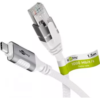 Cabo de rede Goobay 74166 USB-C RJ-45 Cat6 1,5 m branco