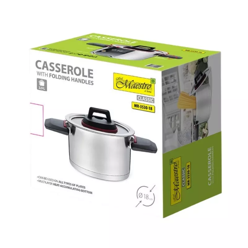 Panela Maestro MR-3530-18 com pegas rebatíveis 2,3 l