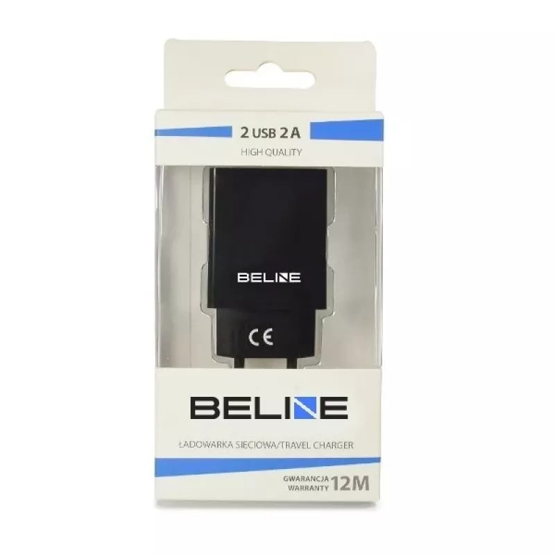 Carregador de viagem Beline Beli0012 — 2 portas USB, saída 2A, preto