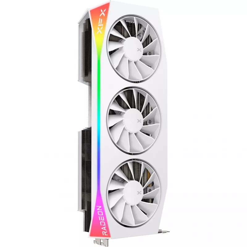 Placa gráfica XFX Radeon RX 9070 XT — 16 GB GDDR6, 256 bits, PCIe x16, 3 ventoinhas, branco, 360 mm