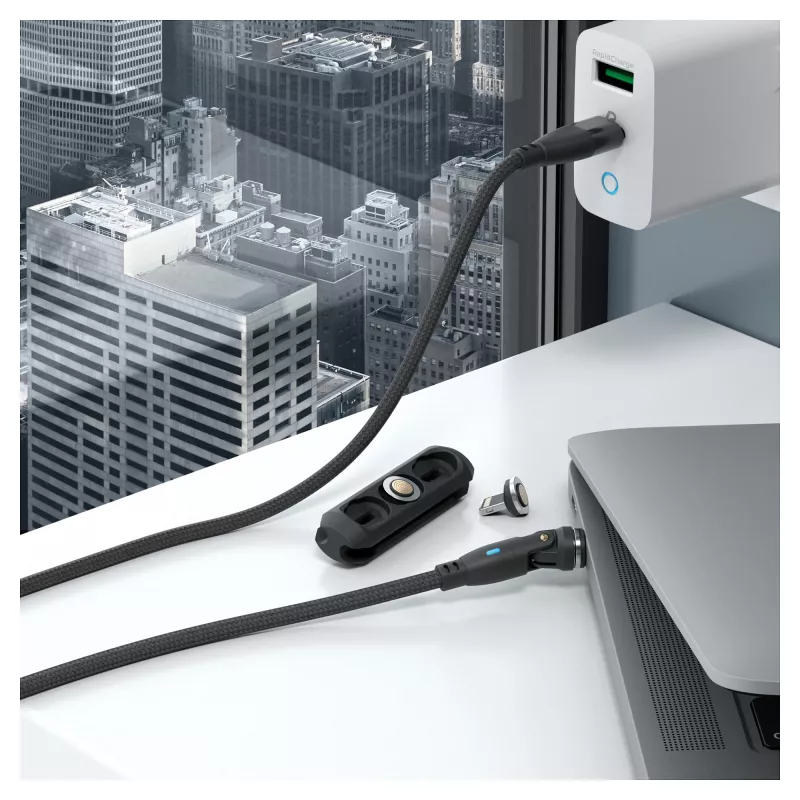 Cabo USB RealPower MagneticCharge 100 1m USB-C preto