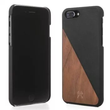 Capa de proteção em madeira e pele Woodcessories EcoSplit para iPhone 7 Plus / 8 Plus — nogueira preto