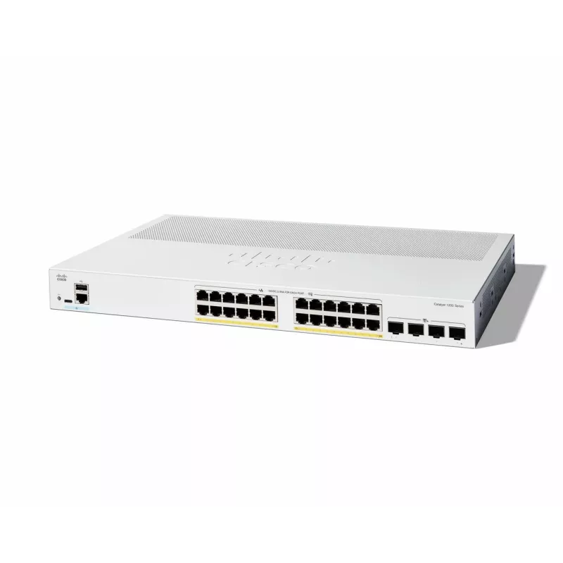 Cisco Catalyst 1200-24P-4X Smart Switch, 24 portas GE, PoE, 4x10GE SFP+, Limited Lifetime Protection (C1200-24P-4X)