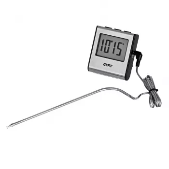 Termómetro alimentar GEFU sonda digital 0–250 °C, aço inoxidável, sensor de 16 cm
